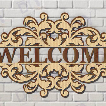 Intra απο ξύλο plywood 3mm-4mm πάχος – Κοπή λέιζερ πινακίδας δύο επιπέδων "Καλώς ήρθατε". Δίασταση  20x20 cm INTRAFABR-117346763 - Image 1