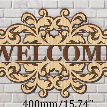 Intra απο ξύλο plywood 3mm-4mm πάχος – Κοπή λέιζερ πινακίδας δύο επιπέδων "Καλώς ήρθατε". Δίασταση  20x20 cm INTRAFABR-117346763 - Image 2