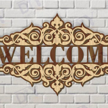 Intra απο ξύλο plywood 3mm-4mm πάχος – Κοπή λέιζερ πινακίδας δύο επιπέδων "Καλώς ήρθατε". Δίασταση  20x20 cm INTRAFABR-117347691 - Image 1