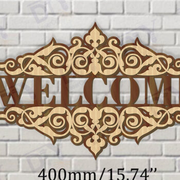 Intra απο ξύλο plywood 3mm-4mm πάχος – Κοπή λέιζερ πινακίδας δύο επιπέδων "Καλώς ήρθατε". Δίασταση  20x20 cm INTRAFABR-117347691 - Image 2