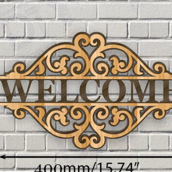 Intra απο ξύλο plywood 3mm-4mm πάχος – Κοπή λέιζερ πινακίδας δύο επιπέδων "Καλώς ήρθατε". Δίασταση  20x20 cm INTRAFABR-115149581 - Image 2