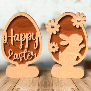 Intra απο ξύλο plywood 3mm-4mm πάχος – Ράφι με δύο στρώσεις λαγουδάκι Πασχαλινά αυγά Δίασταση  20x20 cm INTRAFABR-116355294