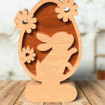 Intra απο ξύλο plywood 3mm-4mm πάχος – Ράφι με δύο στρώσεις λαγουδάκι Πασχαλινά αυγά Δίασταση  20x20 cm INTRAFABR-116355294 - Image 4