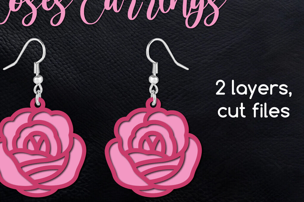 Intra απο ξύλο plywood 3mm-4mm πάχος – Σκουλαρίκι με δύο στρώσεις ροζ λουλούδι Δίασταση  5x5 cm INTRAFABR-124698800