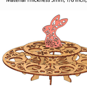 Intra απο ξύλο plywood 3mm-4mm πάχος – Στάση πασχαλινών αυγών δύο επιπέδων με λαγουδάκι Δίασταση  20x20 cm INTRAFABR-114741586 - Image 1