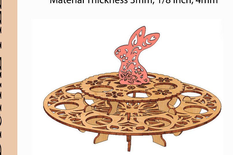 Intra απο ξύλο plywood 3mm-4mm πάχος – Στάση πασχαλινών αυγών δύο επιπέδων με λαγουδάκι Δίασταση  20x20 cm INTRAFABR-114741586