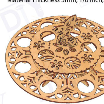 Intra απο ξύλο plywood 3mm-4mm πάχος – Στάση πασχαλινών αυγών δύο επιπέδων με λαγουδάκι Δίασταση  20x20 cm INTRAFABR-114741586 - Image 2