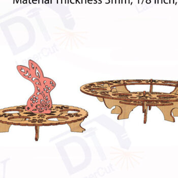 Intra απο ξύλο plywood 3mm-4mm πάχος – Στάση πασχαλινών αυγών δύο επιπέδων με λαγουδάκι Δίασταση  20x20 cm INTRAFABR-114741586 - Image 3