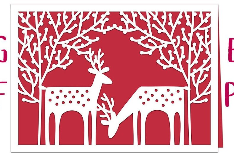 Intra απο ξύλο plywood 3mm-4mm πάχος – Αρχείο αποκοπής Card Two Woodland Deer Δίασταση  20x20 cm INTRAFABR-41161517