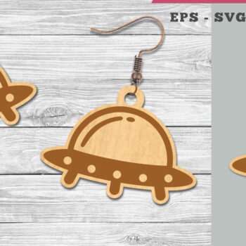 Intra απο ξύλο plywood 3mm-4mm πάχος – Σκουλαρίκια Ufo Δίασταση  5x5 cm INTRAFABR-106401581 - Image 1