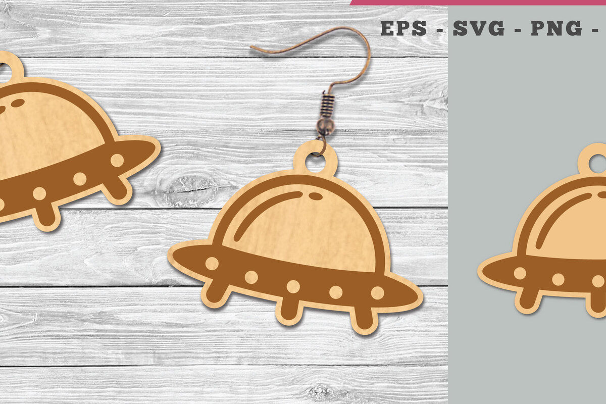 Intra απο ξύλο plywood 3mm-4mm πάχος – Σκουλαρίκια Ufo Δίασταση  5x5 cm INTRAFABR-106401581