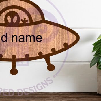 Intra απο ξύλο plywood 3mm-4mm πάχος – Πινακίδα ονόματος περίγραμμα UFO δύο επιπέδων Δίασταση  20x20 cm INTRAFABR-111174764 - Image 2