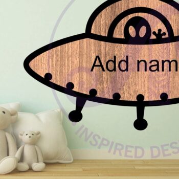 Intra απο ξύλο plywood 3mm-4mm πάχος – Πινακίδα ονόματος περίγραμμα UFO δύο επιπέδων Δίασταση  20x20 cm INTRAFABR-111174764 - Image 3