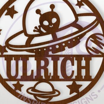 Intra απο ξύλο plywood 3mm-4mm πάχος – UFO Space Name Laser Δίασταση  20x20 cm INTRAFABR-117914308 - Image 1