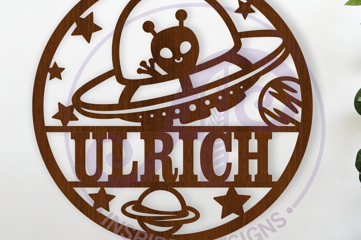 Intra απο ξύλο plywood 3mm-4mm πάχος – UFO Space Name Laser Δίασταση  20x20 cm INTRAFABR-117914308