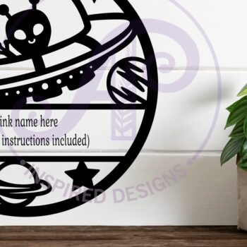 Intra απο ξύλο plywood 3mm-4mm πάχος – UFO Space Name Laser Δίασταση  20x20 cm INTRAFABR-117914308 - Image 3