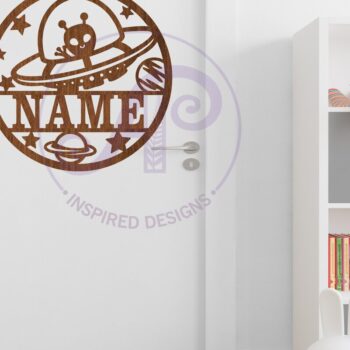 Intra απο ξύλο plywood 3mm-4mm πάχος – UFO Space Name Laser Δίασταση  20x20 cm INTRAFABR-117914308 - Image 4