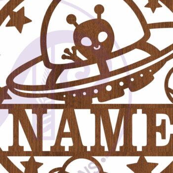 Intra απο ξύλο plywood 3mm-4mm πάχος – UFO Space Name Laser Δίασταση  20x20 cm INTRAFABR-117914308 - Image 5