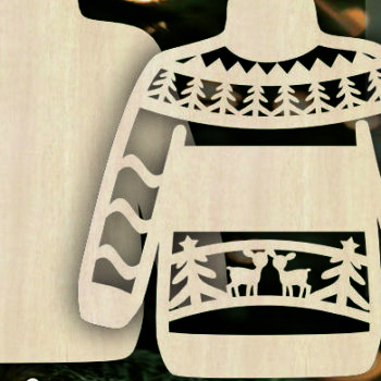 Intra απο ξύλο plywood 3mm-4mm πάχος – Ugly πουλόβερ Χριστουγεννιάτικα στολίδια Δίασταση  20x20 cm INTRAFABR-106411575 - Image 2