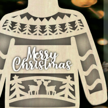 Intra απο ξύλο plywood 3mm-4mm πάχος – Ugly πουλόβερ Χριστουγεννιάτικα στολίδια Δίασταση  20x20 cm INTRAFABR-106411575 - Image 3