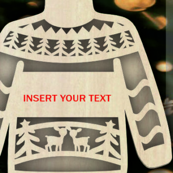 Intra απο ξύλο plywood 3mm-4mm πάχος – Ugly πουλόβερ Χριστουγεννιάτικα στολίδια Δίασταση  20x20 cm INTRAFABR-106411575 - Image 4