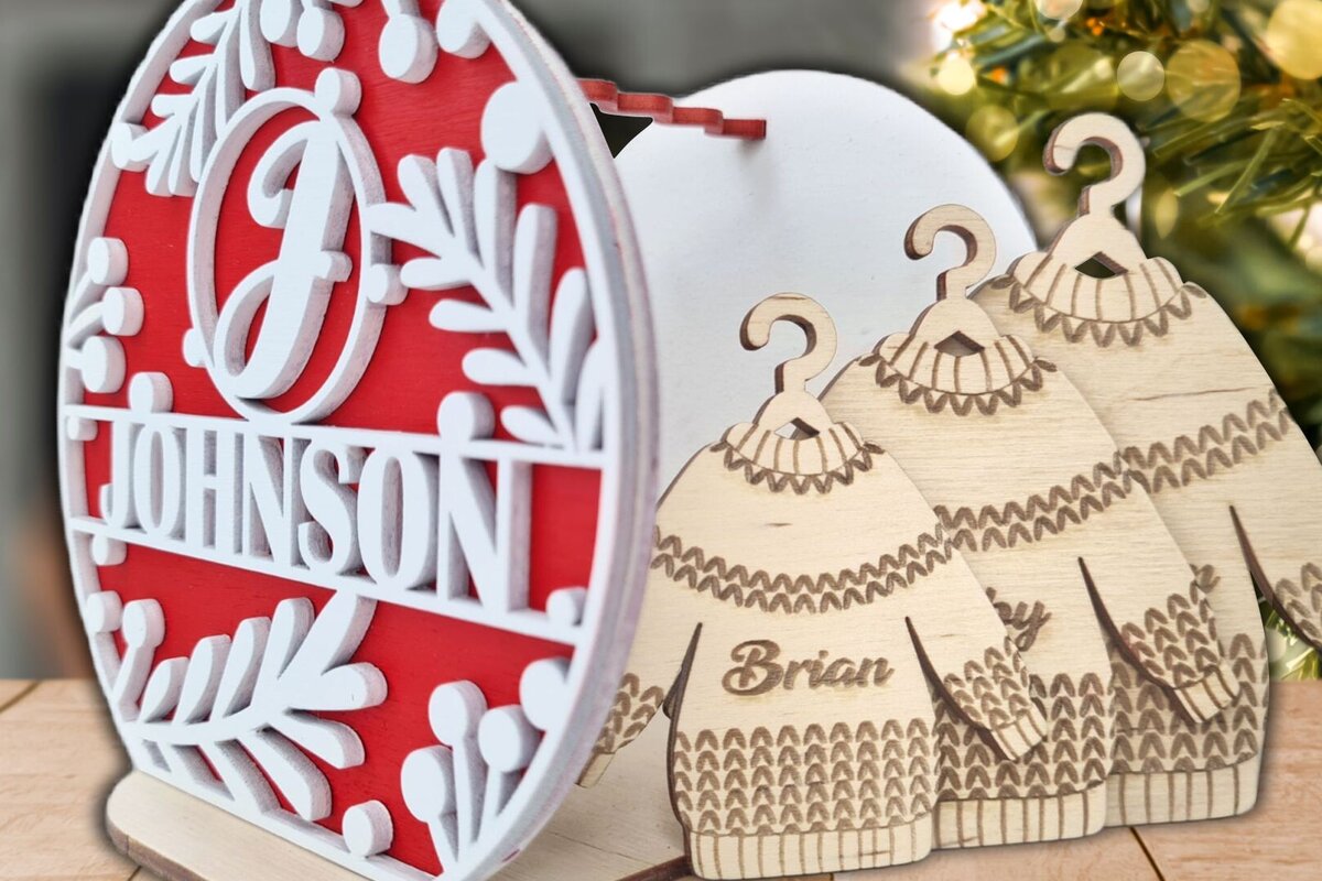 Intra απο ξύλο plywood 3mm-4mm πάχος – Άσχημο πουλόβερ Χριστουγεννιάτικο Στολίδι Δίασταση  20x20 cm INTRAFABR-83387894