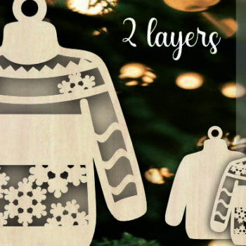 Intra απο ξύλο plywood 3mm-4mm πάχος – Ugly Sweaters Χριστουγεννιάτικα στολίδια Δίασταση  20x20 cm INTRAFABR-108620887 - Image 1