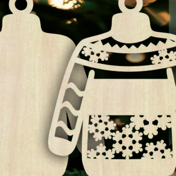 Intra απο ξύλο plywood 3mm-4mm πάχος – Ugly Sweaters Χριστουγεννιάτικα στολίδια Δίασταση  20x20 cm INTRAFABR-108620887 - Image 2