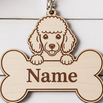 Intra απο ξύλο plywood 3mm-4mm πάχος – Πακέτο μπρελόκ με ετικέτα ονόματος σκύλου Δίασταση  5x5 cm INTRAFABR-121423522 - Image 3