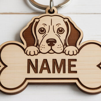 Intra απο ξύλο plywood 3mm-4mm πάχος – Πακέτο μπρελόκ με ετικέτα ονόματος σκύλου Δίασταση  5x5 cm INTRAFABR-121423522 - Image 6