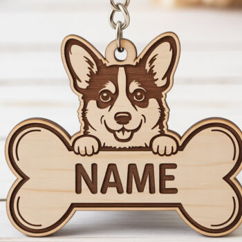 Intra απο ξύλο plywood 3mm-4mm πάχος – Πακέτο μπρελόκ με ετικέτα ονόματος σκύλου Δίασταση  5x5 cm INTRAFABR-121423522 - Image 7