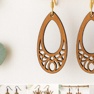 Intra απο ξύλο plywood 3mm-4mm πάχος – Πακέτο σκουλαρίκια κοπής με Laser Ultimate Δίασταση  5x5 cm INTRAFABR-120683374