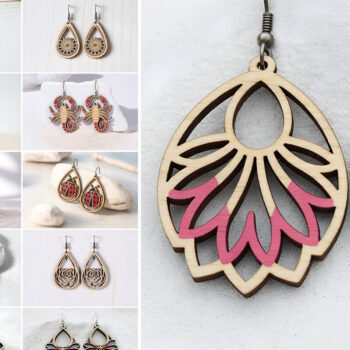 Intra απο ξύλο plywood 3mm-4mm πάχος – Πακέτο σκουλαρίκια Ultimate Cut Laser Δίασταση  5x5 cm INTRAFABR-121542593 - Image 1