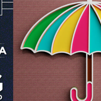 Intra απο ξύλο plywood 3mm-4mm πάχος – Umbrella 3D πολυεπίπεδο κομμένο αρχείο Δίασταση  20x20 cm INTRAFABR-69842662 - Image 1