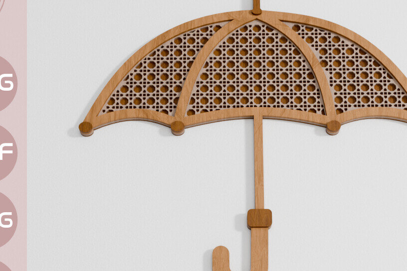 Intra απο ξύλο plywood 3mm-4mm πάχος – Umbrella Baby Rattan Lasercut Multilayer Δίασταση  20x20 cm INTRAFABR-105022803