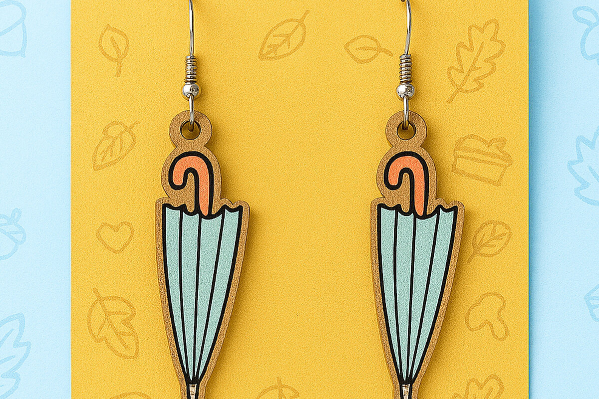 Intra απο ξύλο plywood 3mm-4mm πάχος – Σκουλαρίκια ομπρέλα Δίασταση  5x5 cm INTRAFABR-125298063