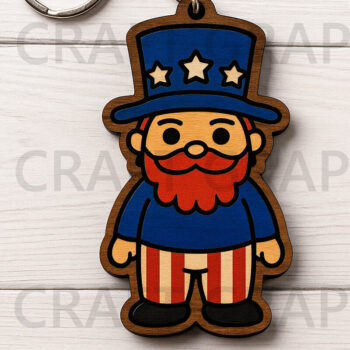 Intra απο ξύλο plywood 3mm-4mm πάχος – Μπρελόκ Uncle Red Beard Δίασταση  5x5 cm INTRAFABR-122666305 - Image 1