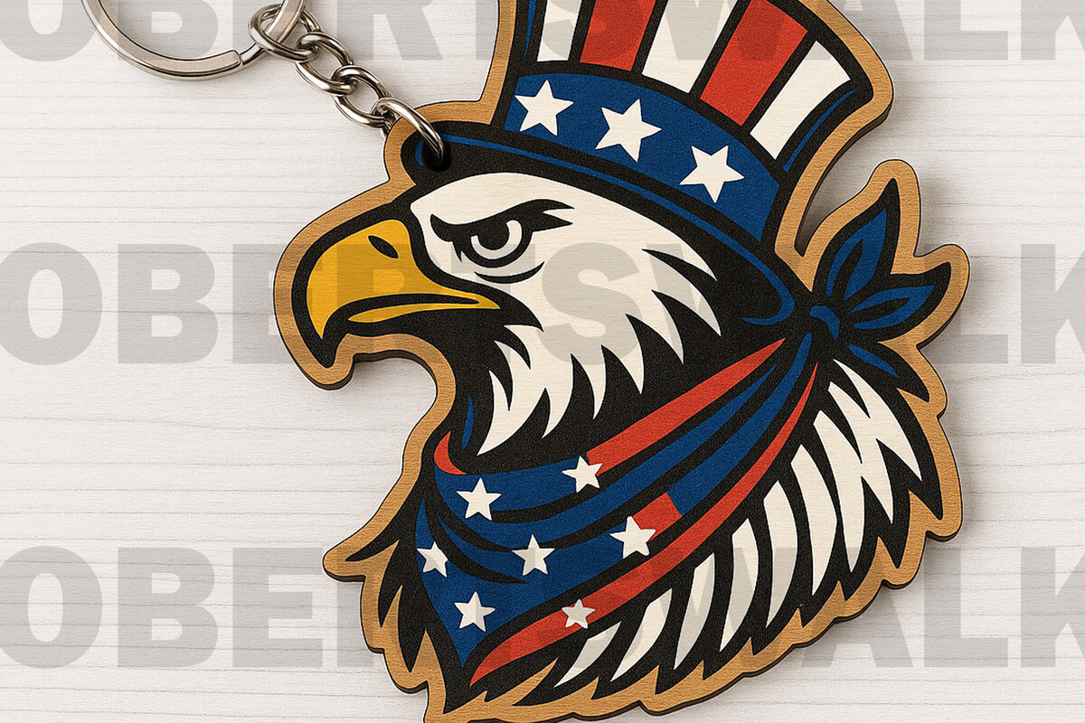 Intra απο ξύλο plywood 3mm-4mm πάχος – Μπρελόκ Uncle Sam Eagle Δίασταση  5x5 cm INTRAFABR-122268217