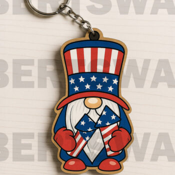 Intra απο ξύλο plywood 3mm-4mm πάχος – Uncle Sam Gnome Keychain Δίασταση  5x5 cm INTRAFABR-122600803 - Image 1