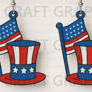 Intra απο ξύλο plywood 3mm-4mm πάχος – Uncle Sam Hat Σκουλαρίκια Δίασταση  5x5 cm INTRAFABR-122737589