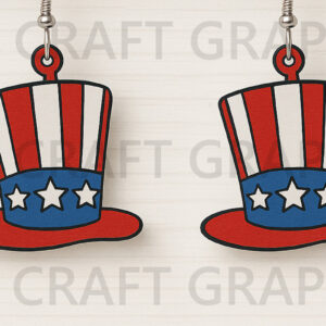 Intra απο ξύλο plywood 3mm-4mm πάχος – Uncle Sam Hat Σκουλαρίκια Δίασταση  5x5 cm INTRAFABR-122737600