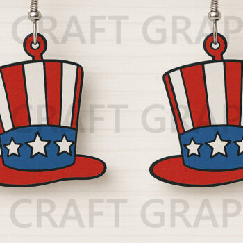 Intra απο ξύλο plywood 3mm-4mm πάχος – Uncle Sam Hat Σκουλαρίκια Δίασταση  5x5 cm INTRAFABR-122737600 - Image 1