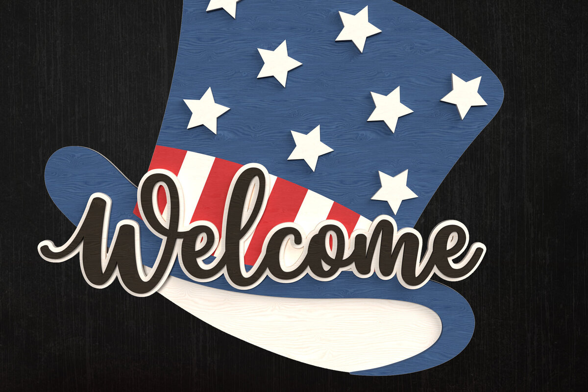 Intra απο ξύλο plywood 3mm-4mm πάχος – Σήμα καλωσορίσματος Uncle Sam Hat Δίασταση  20x20 cm INTRAFABR-122314755