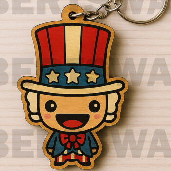 Intra απο ξύλο plywood 3mm-4mm πάχος – Uncle Sam Keychain Design Δίασταση  5x5 cm INTRAFABR-122602629 - Image 1