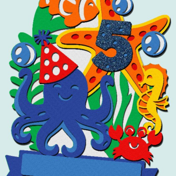 Intra απο ξύλο plywood 3mm-4mm πάχος – Under the Sea Octopus Cake Topper 3D Δίασταση  20x20 cm INTRAFABR-100319701 - Image 4