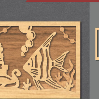 Intra απο ξύλο plywood 3mm-4mm πάχος – Υποβρύχια χριστουγεννιάτικη σκηνή κοπής με λέιζερ Δίασταση  20x20 cm INTRAFABR-112552158 - Image 1