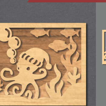 Intra απο ξύλο plywood 3mm-4mm πάχος – Υποβρύχια χριστουγεννιάτικη σκηνή κοπής με λέιζερ Δίασταση  20x20 cm INTRAFABR-112551916 - Image 1