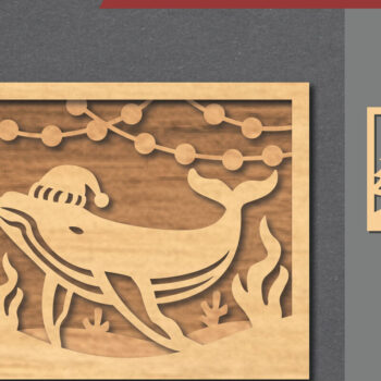 Intra απο ξύλο plywood 3mm-4mm πάχος – Υποβρύχια χριστουγεννιάτικη σκηνή κοπής με λέιζερ Δίασταση  20x20 cm INTRAFABR-112551943 - Image 1