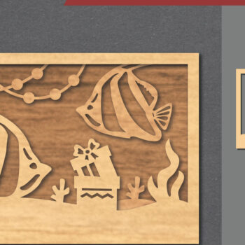 Intra απο ξύλο plywood 3mm-4mm πάχος – Υποβρύχια χριστουγεννιάτικη σκηνή κοπής με λέιζερ Δίασταση  20x20 cm INTRAFABR-112552058 - Image 1