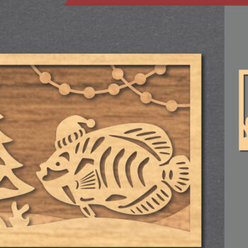 Intra απο ξύλο plywood 3mm-4mm πάχος – Υποβρύχια χριστουγεννιάτικη σκηνή κοπής με λέιζερ Δίασταση  20x20 cm INTRAFABR-112552081 - Image 1